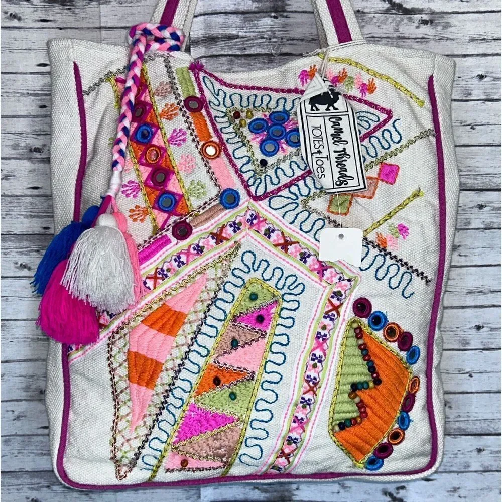Camel Threads Gypsy Embroidered Large Tote Bag - Picture 3 of 12